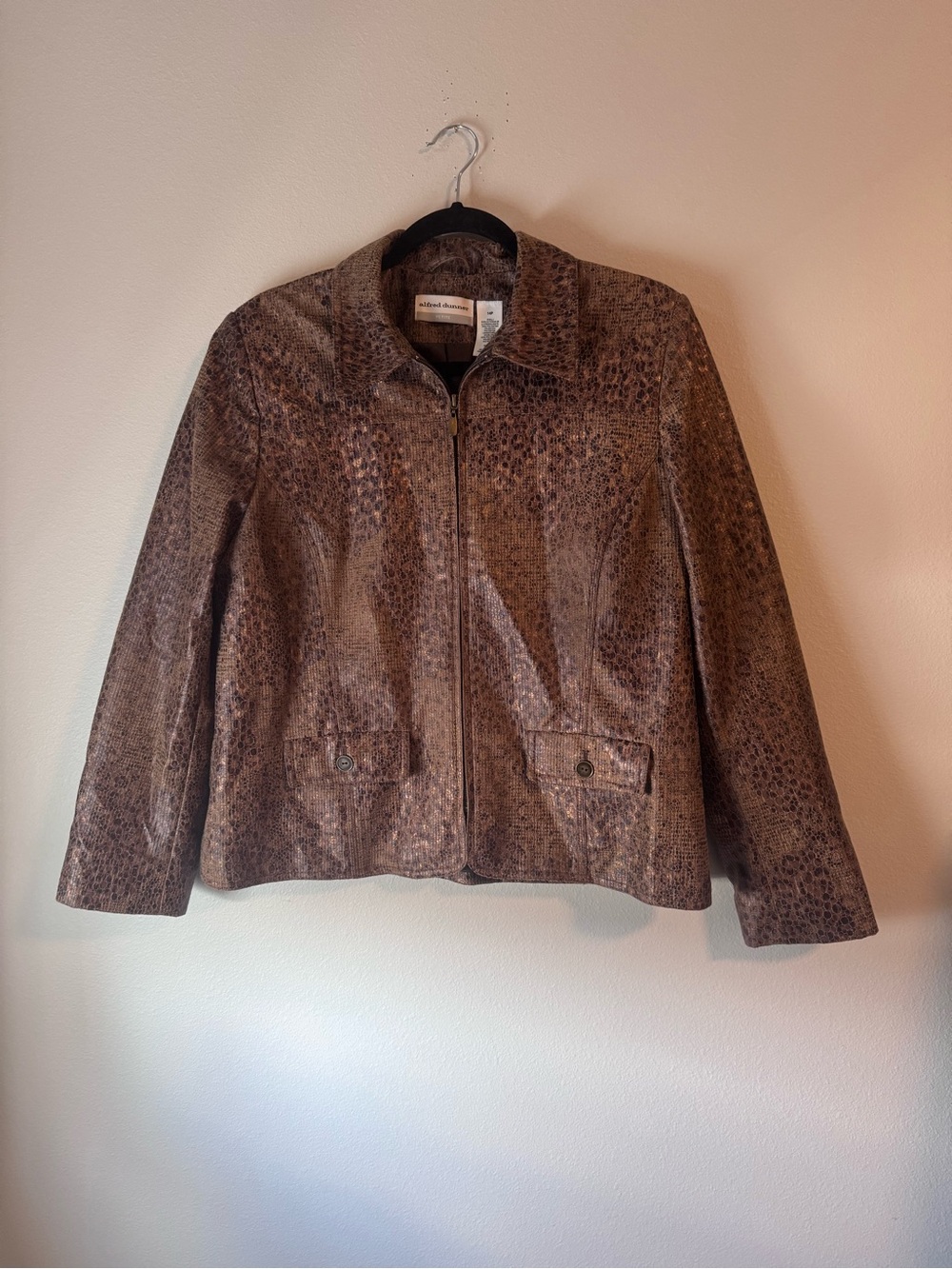 Alfred Dunner Metallic Faux Snakeskin Jacket